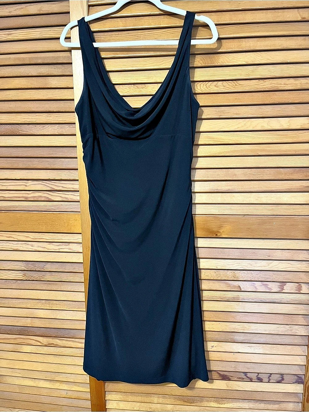 White House Black Market Cowl Neck Ruched Midi Dress Black Size 12